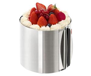 Qyljeiwred Anneaux de cuisson réglables, moule rond de 20 cm de haut, moule à pâtisserie, accessoire de pâtisserie, anneau à gâteau en acier inoxydable, diamètre 15,2 à 30,5 cm