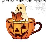 Qyljeiwred Lampe fantôme d'Halloween - Lumières d'Halloween en forme de citrouille, jolies décorations de fête, veilleuse en résine pour table, maison, bureau, chambre à coucher, table d'intérieur