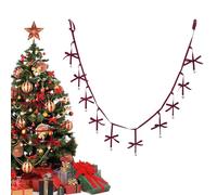 Qyljeiwred Nœuds en velours pour sapin de Noël | Décorations rouges pré-cordées, bannière de Noël réutilisable, pour couronne, escalier, fenêtre, mur, porte, salon, chambre à coucher, bureau, cheminée