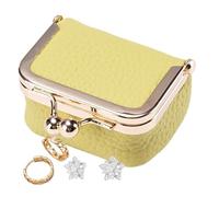 Qyljeiwred Porte-Monnaie en Cuir | Petite Trousse de Maquillage | Pochette Souple pour clés de Voiture avec Serrure à Baiser pour Femme, Jaune, Refer to Description, Unisexe