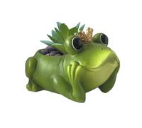 Qyljeiwred Pot de Fleurs Grenouille en résine avec Couronne - Jolie Statue de Grenouilles aux Grands Yeux - pour décoration de Jardin intérieure ou extérieure