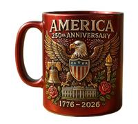 Qyljeiwred Tasse à café America 250th Anniversarys, tasse à café de l'armée américaine, 325 ml, en céramique, symbole culturel, tasse à café avec poignée pour le thé chaud de la vie quotidienne