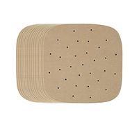 QYLJZB Lot de 100 feuilles de papier sulfurisé perforé pour friteuse à air comprimé - Anti-adhésif - Résistant - Pour cuisson à la vapeur - 16,5 cm - Marron