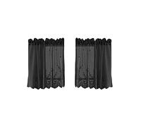 QYLJZB Lot de 2 rideaux occultants en dentelle pour petites fenêtres, rideaux de cuisine, rideaux de fenêtre brodés à motif floral (noir)