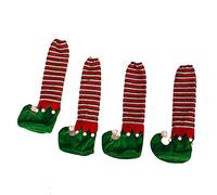 QYLJZB Lot de 4 housses antidérapantes pour pieds de chaise de Noël, motif lutin de Noël, pour décoration de table de Noël, de fête, de dîner (vert)
