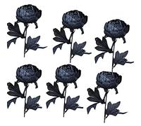 QYLJZB Lot de 6 pivoines artificielles en soie au toucher réaliste pour mariage, maison, fête, centre de table - Noir