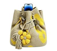 Qylzkvnth Cabas Crochet - Tote Bohème à Pompons s,Sac À Main Décontracté D'Été - Pour Les Femmes Dames Filles Épouses Mères Voyageuses Bord De Mer Piscine Shopping Pique-Nique Et Concert