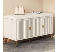 QYMLSH Tabouret À Chaussures - Banc-Rangement À Chaussures Multifonctionnel avec Étagères Réglables, Portes Et Coussins | pour Les Couloirs Les Chambres Et Les Salons(90x30x50 cm/35.4x11.8x19.6 in)