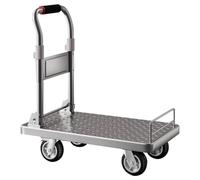 QYMYOZ Chariot à Plateforme Pliable, Chariot de manutention Robuste avec Freins et Garde-Corps Amovible, Chariot Portable pour entrepôt, école (35,4 x 23,6 x 33,4 po / 90 x 60 x