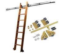 QYMYOZ Échelle coulissante de bibliothèque dorée de 100 à 720 cm, kit d'échelle roulante pour bibliothèque, Rail Mobile en Fer, système de roulement Coulissant (sans échelle) (