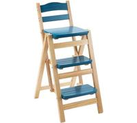 QYMYOZ Échelle de bibliothèque Pliante en Bois - Tabouret Multifonctionnel léger et Portable 2 en 1, escabeau à 3 marches, idéal pour la Maison et Le Bar, présentoir Polyvalent