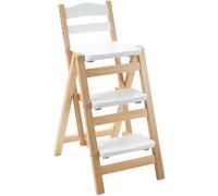QYMYOZ Échelle de bibliothèque Pliante en Bois - Tabouret Multifonctionnel léger et Portable 2 en 1, escabeau à 3 marches, idéal pour la Maison et Le Bar, présentoir Polyvalent