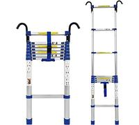 QYMYOZ Échelle télescopique en Aluminium avec Crochet, 8 m/ 7 m/ 6 m/ 5 m/ 4 m/ 3 m/ 2 m/ 1 m de Hauteur, échelles télescopiques Extensibles pour Maison/Grenier/Camping-Car/toi