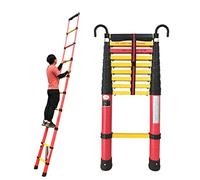QYMYOZ Échelle télescopique en Aluminium - Échelle Extensible légère en Fibre de Verre Conception Pliable Non Conductrice avec Crochet pour Un accès Facile au Grenier de la mais