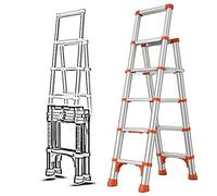 QYMYOZ Échelle télescopique Pliable Orange pour la Maison, escabeau Multifonctionnel Extensible, Petit escalier de sécurité en Alliage d'aluminium à Chevrons (Taille : 5 Marche