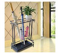 QYMYOZ Grand Porte-Parapluie en métal Noir pour 18 à 68 parapluies, idéal pour Les hôtels, Les Bureaux, Les écoles, Grande capacité avec bacs de Drainage, 10 Trous et 8 Crochets