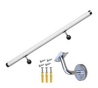 QYMYOZ Kit de Rampe d'escalier Mural à Monter soi-même, Ensemble Complet de rampes pour escaliers intérieurs et extérieurs, Options de Longueur de 1 m à 6 m, Supports argentés Inclus, Couleur Blanc