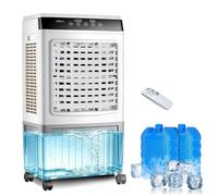 QYMYOZ Refroidisseur d'air évaporatif Portable 3 en 1 avec télécommande, Double réservoir de 40 litres, 2 Blocs réfrigérants, minuterie 7,5 h, 3 Modes et 3 Vitesses, Ventilateur
