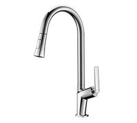 QYMYOZ Robinet de Cuisine avec douchette extractible, Robinet d'évier de Cuisine Rotatif et extractible en cuivre, mitigeur Eau Chaude/Eau Froide à poignée Unique, Montage sur p