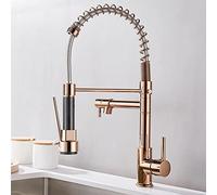 QYMYOZ Robinet de Cuisine Black Spring avec douchette extractible pivotant à 360°, en cuivre sans Plomb, Flexible, à poignée Unique, 2 Modes de pulvérisation, robinets de cuisin