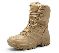 Qynthra Bottes Combat Légères Montantes Mesh Noir et Sable Chaussures Outdoor Semelle Caoutchouc Durable Confort Amorti pour Randonnée,Desert Tan,43 EU