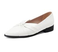 Qynthra Chaussures Bureau Talon Bloc Bas Bout Pointu Femme Similicuir Slip on Escarpins Travail pour Bureau Affaires (Grande Taille),Blanc,34 EU