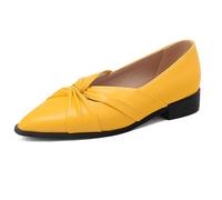 Qynthra Chaussures Bureau Talon Bloc Bas Bout Pointu Femme Similicuir Slip on Escarpins Travail pour Bureau Affaires (Grande Taille),Jaune,41 EU