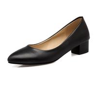 Qynthra Chaussures de Bureau Professionnelles à Bout Pointu Talon Bloc Slip on Escarpins de Travail Talons Moyens Confortables Chaussures Habillées d'affaires Travail de Bureau,Noir,43 EU