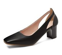 Qynthra Chaussures De Mariage Talon Bloc Bout Carré Découpé Style Slingback Talon Moyen Talons Habillés pour Fête De Mariée Et Événements du Soir Design PU Élégant,Noir,43 EU