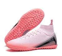 Qynthra Crampons Maintien Montants Col Élastique Ajustement Sûr Chaussures Foot FG TF Entraînement Match Gazon Terrain Unisexe Pointures 38-45,Pink TF,43 EU