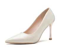 Qynthra Escarpins de Cour Femme en Microfibre Douce à Enfiler Bout Pointu Pumps Large 5/7CM Talon Moyen Chaussures de Ville pour Mariage et Bureau,Apricot 7cm,44 EU
