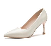 Qynthra Escarpins de Cour Femme en Microfibre Douce à Enfiler Bout Pointu Pumps Large 5/7CM Talon Moyen Chaussures de Ville pour Mariage et Bureau,Apricot 5cm,39 EU