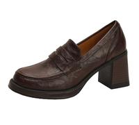 Qynthra Escarpins Professionnels pour Femmes Talon Épais 7cm Bout Rond sans Lacets pour Entretiens et Événements Formels Semelle Antidérapante,Marron,33 EU
