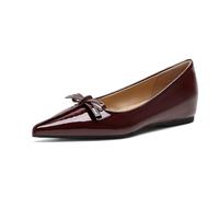 Qynthra Escarpins Talon Compensé Caché Bout Pointu Slip on Femme Chaussures Habillées Minimalistes pour Travail Quotidien Semelle Caoutchouc,Burgundy,39 EU