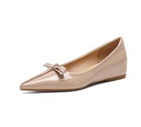 Qynthra Escarpins Talon Compensé Caché Bout Pointu Slip on Femme Chaussures Habillées Minimalistes pour Travail Quotidien Semelle Caoutchouc,Nude,35 EU