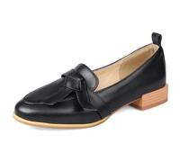 Qynthra Mocassins Décontractés en Cuir pour Femme Ballerines à Petit Talon Slip-on avec Talon Pliable Port Convertible 2-en-1 Bout Rond Confortable pour Bureau & Quotidien,Noir,45 EU