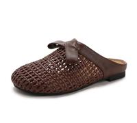 Qynthra Mules Décontractées Enfiler Tressées & Chaussures Jardin Extérieur pour Vacances Escapade W nd Bout Fermé Respirant Plats Été,café,42 EU