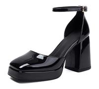 Qynthra Sandales Bout Carré Femmes Plateforme Talon Épais Boucle Bride Chaussures