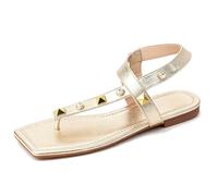 Qynthra Sandales de Plage Femme Plates Entre-Doigts Strass Champagne Slip on