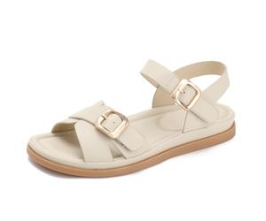 Qynthra Sandales Décontractées Bout Plat Bride Arrière Plates & Chaussures Jardin Extérieur pour Escapade W nd Détente Maison Semelle TPR Souple,Off White,36 EU