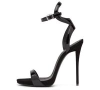 Qynthra Sandales Stiletto Fines Femme Lanière de Cheville Bout Ajouré Talons de Robe Pumps Romains à Une Bande Sandales Défilé pour Tenues de Soirée Puissantes et Banquet Formel,Noir,34 EU