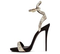 Qynthra Sandales Stiletto Fines Femme Lanière de Cheville Bout Ajouré Talons de Robe Pumps Romains à Une Bande Sandales Défilé pour Tenues de Soirée Puissantes et Banquet Formel,d'or,37 EU