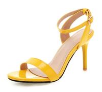 Qynthra Sandales Style Doux Femme Stiletto Bout Ouvert Bride Cheville Sandales À Talons À Brides Chaussures Décontractées pour Rendez-Vous Et Port Quotidien Fini Verni,Jaune,41 EU