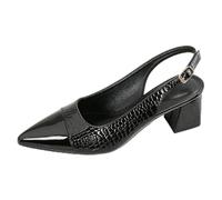 Qynthra Talons De Bureau Femme Bout Pointu À Bride Arrière Talon Bloc Chaussures Habillées Professionnelles Escarpins Business Casual Tenue d'entreprise Et Tenue Professionnelle,Noir,44 EU