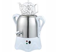 QYOEGSQ Théière Turque électrique, théière en Acier Inoxydable 3L, théière en céramique 1L, Samovar Turc électrique avec Fonction de Maintien au Chaud, for café, thé parfumé, thé Turc(White)