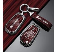 QYPLKJHG Coque de Clé de Voiture pour Citroen C3 Aircross 2021-2023, Housse de Protection Coque Clé avec Porte-Clés Coque Boîtier Clef de Telecommande TPU Étui de Clé Carte Auto Accessoires,B-Red