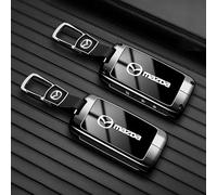 QYPLKJHG Coque de Clé de Voiture pour Mazda 3 2014-2018, Housse de Protection Coque Clé avec Porte-Clés Coque Boîtier Clef de Telecommande TPU Étui de Clé Carte Auto Accessoires,B-Black 1