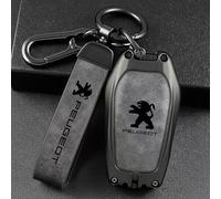 QYPLKJHG Coque de Clé de Voiture pour Peugeot 308 SW 2021-2023, Housse de Protection Coque Clé avec Porte-Clés Coque Boîtier Clef de Telecommande Cuir Étui de Clé Carte Auto Accessoires,A-7