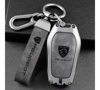 QYPLKJHG Coque de Clé de Voiture pour Peugeot 308 SW 2021-2023, Housse de Protection Coque Clé avec Porte-Clés Coque Boîtier Clef de Telecommande Cuir Étui de Clé Carte Auto Accessoires,A-4
