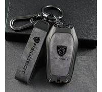 QYPLKJHG Coque de Clé de Voiture pour Peugeot 5008 2016-2020, Housse de Protection Coque Clé avec Porte-Clés Coque Boîtier Clef de Telecommande Cuir Étui de Clé Carte Auto Accessoires,A-3